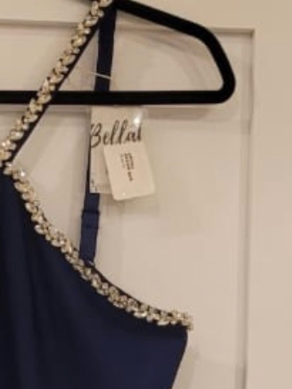 Kailani Classic Contour Halter Rhinestone Blue Bandage Maxi Dress - Picture 2 of 7